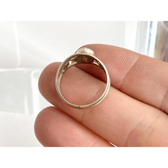 Blue Opal Open Work Southwest Style Sterling Silver 925 Vintage Ring - sz 5.5 - Picture 14 of 16